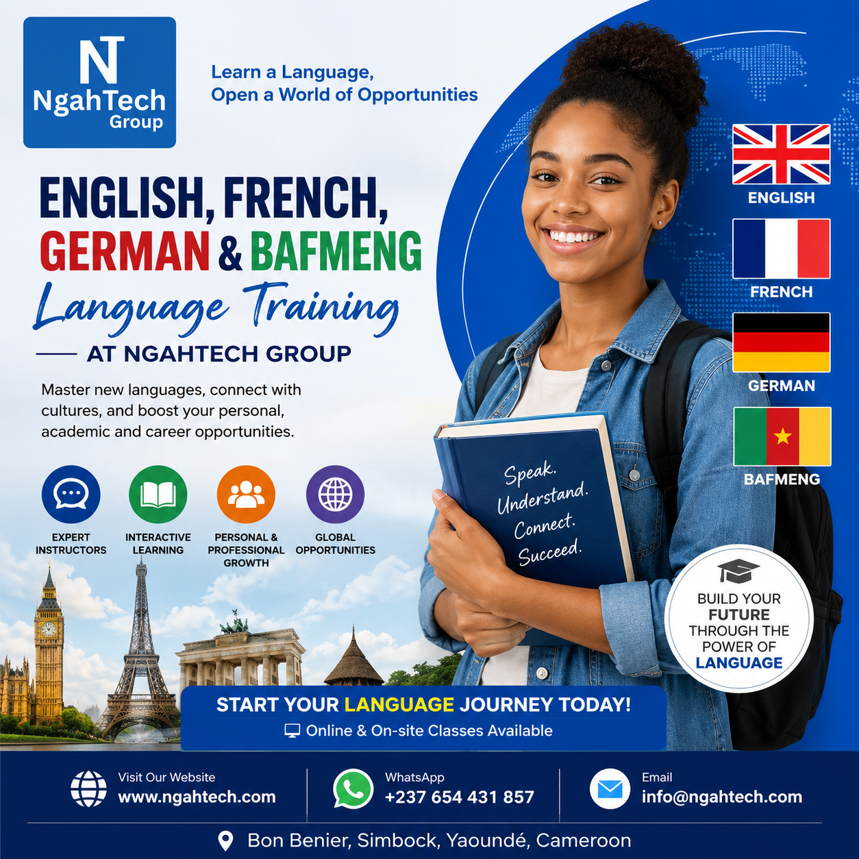 Learn English, French, German & Bafmeng at NgahTech Group – Open a World of Opportunities